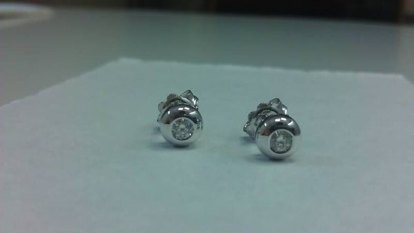 ORECCHINI PUNTO LUCE CIPOLLINO UOMO DONNA IN ORO BIANCO 18 KT E DIAMANTI NATURALI 0,30 CT - REGALO NATALE