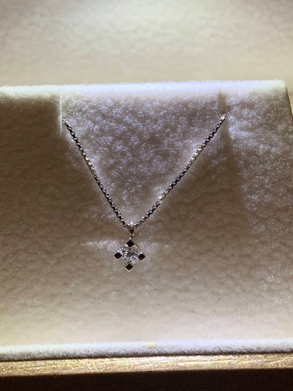 COLLANA COLLIER GIROCOLLO PUNTO LUCE TORNITO IN ORO BIANCO 18 KT E DIAMANTE 0,03 CT - REGALO NATALE