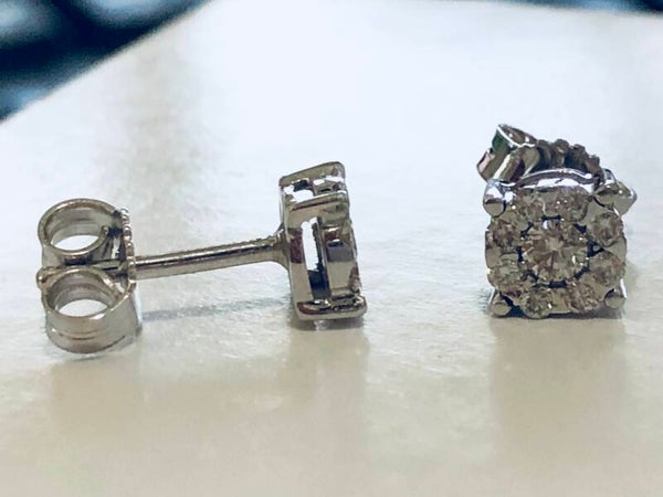 ORECCHINI PUNTO LUCE UOMO DONNA IN ORO BIANCO 18 KT CON DIAMANTI 0,52 CT