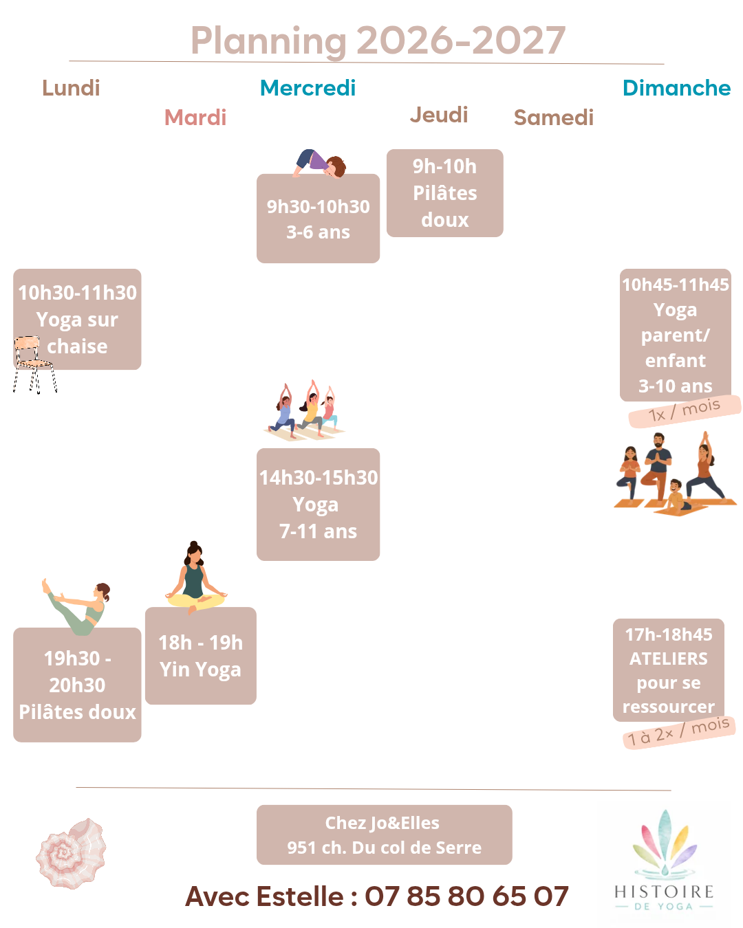 planning yoga pilâtes 2026 2027