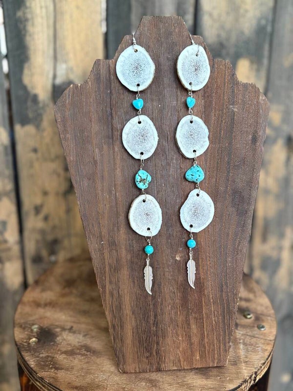 3 tier Elk Antler Earrings