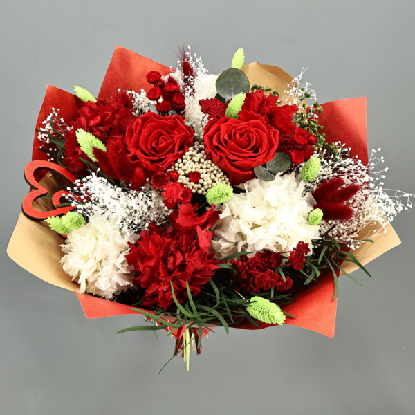 BOUQUET PRESERVADO VALENTIN ROJO