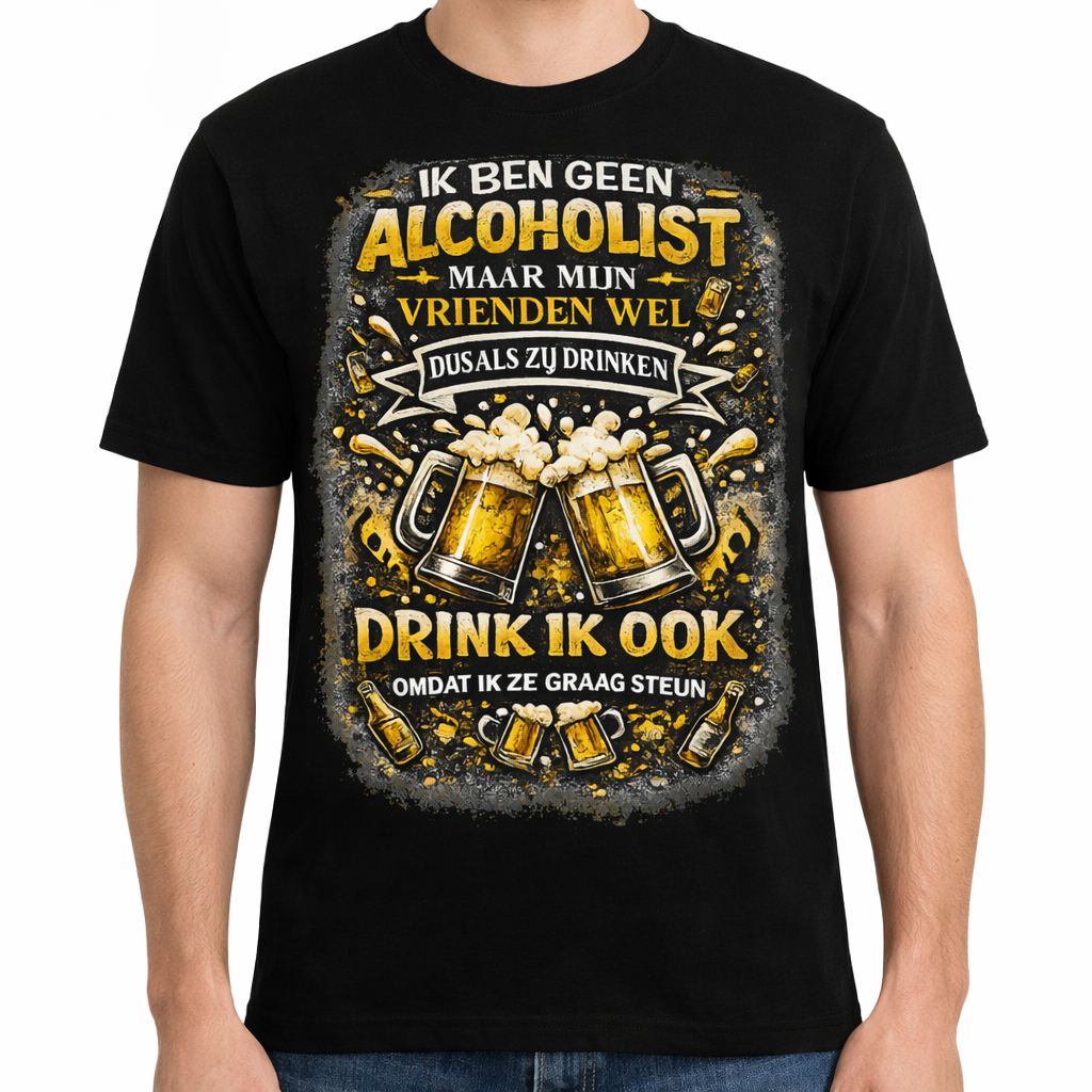 t-shirt ik ben geen alcoholist fout maar mijn vrienden wel