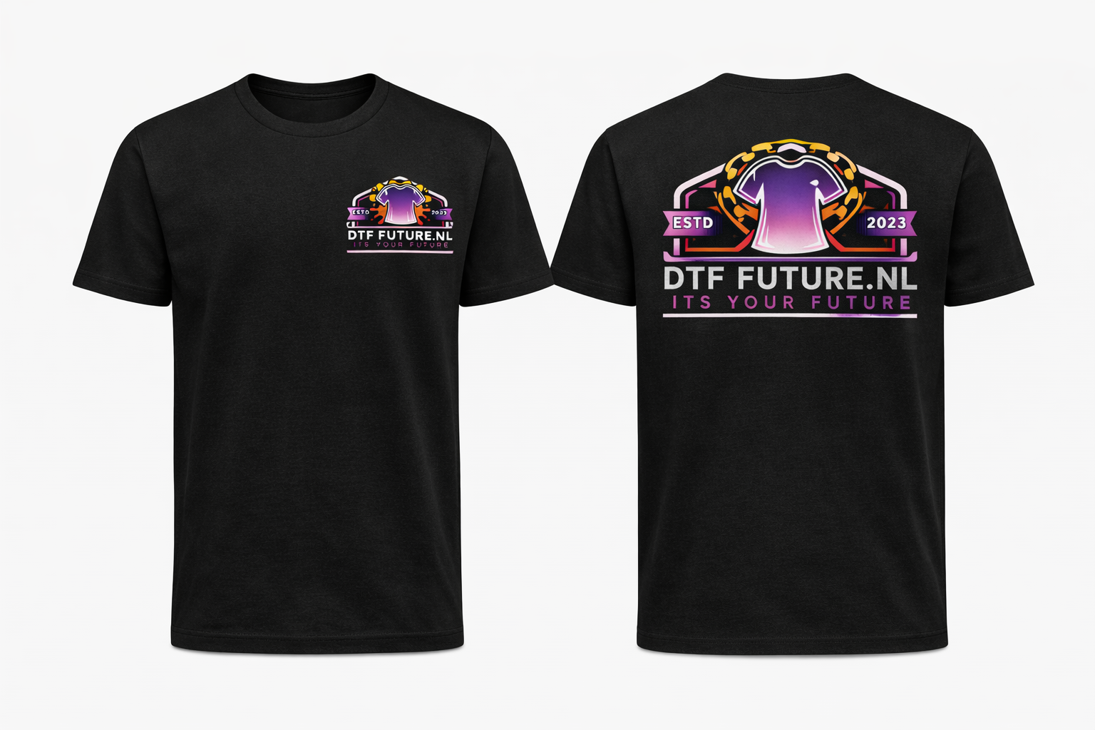 t-shirt bedrukt met eigen logo borst en rug