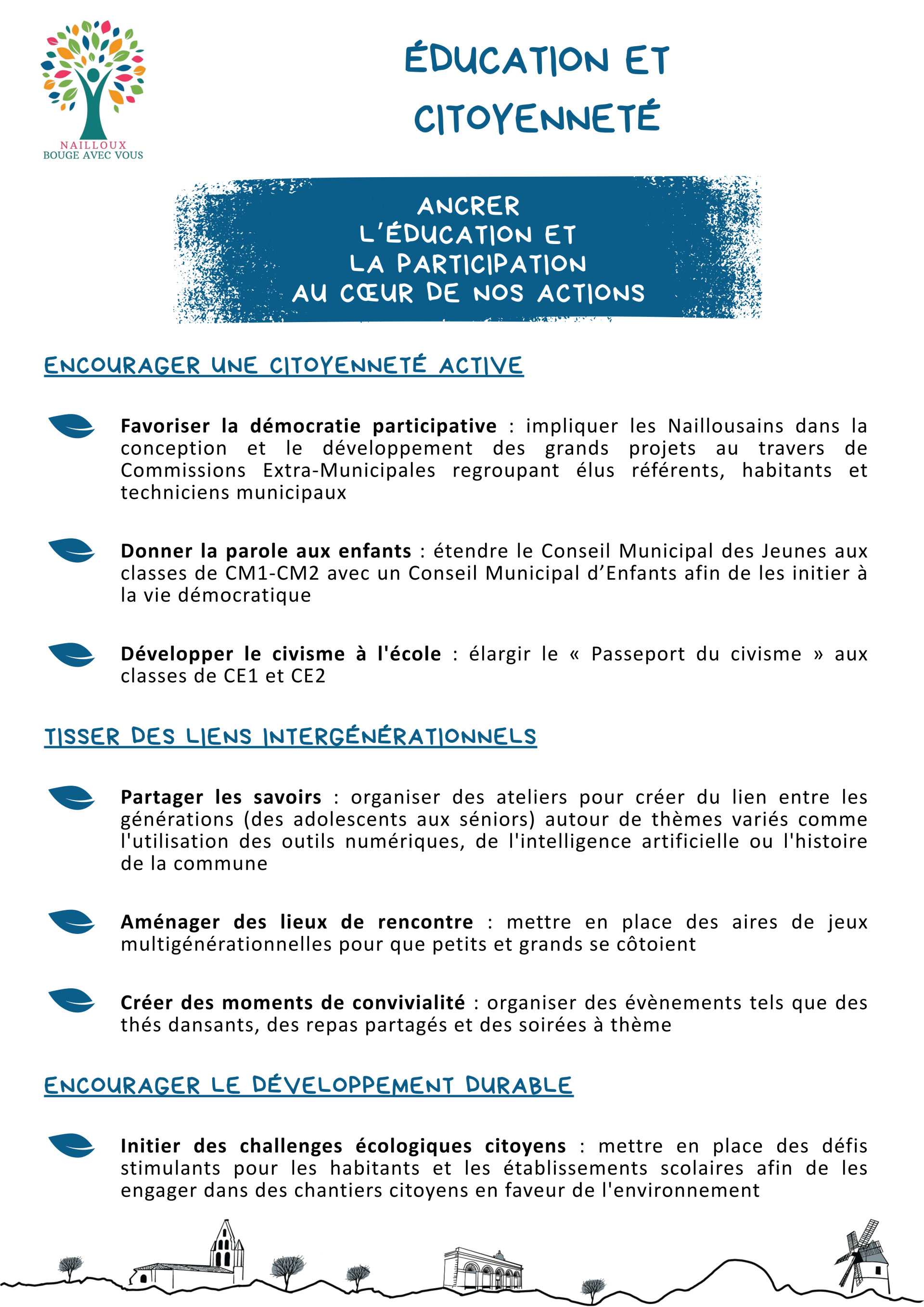 Projet (Lison Gleyses, candidate aux municipales de Nailloux 2026) Education et citoyenneté : ancrer l’éducation et la participation au cœur de nos actions