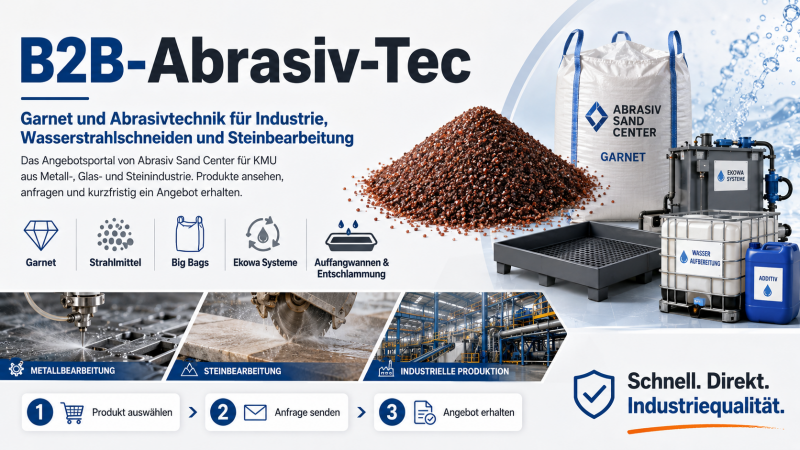 B2B-Abrasiv-Tec ist unser Angebotscenter (Angebotsportal) von Abrasiv Sand Center, bei dem Sie für Sie relevante Produkte ansehen, Anfragen können.
