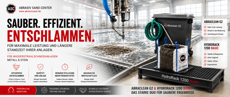 AbraClean  G2 ist eine Mobile Entschlammungsanlage, hergestellt bei Abrasiv Sand Center. Universell einsetzbar in der Metall- und Steinindustrie. 