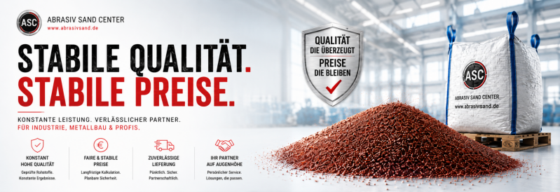 Abrasiv Sand Center steht für stabile Qualität und Preise in Granatsand, Garnet, AbrahlvSand und Strahlmittel. Großes Lager in Deutschland