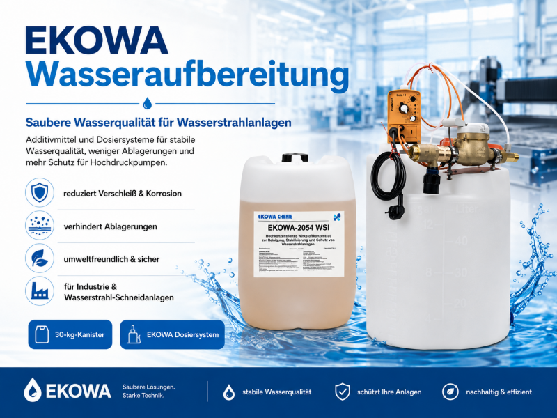 Schützen Sie Ihre Hochdruckpumpe und verlängern Sie deren Lebensdauer mit dem Ekowa-2054 Plus Wasserzusatz. Diese speziell entwickelte Lösung reduziert nicht nur Verschleiß und Korrosion, sondern verhindert auch Ablagerungen, die die Effizienz und Leistun