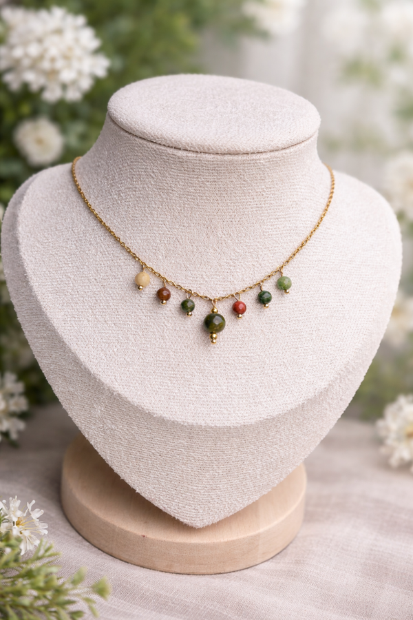 Collier frange Agate Indienne