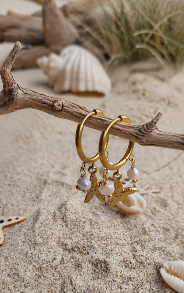Boucles d'oreilles anneaux Stella en perles d'eau douce