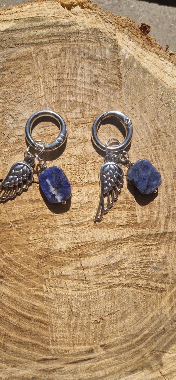 Charm's Bottines en Sodalite bleue et Ailes d'ange