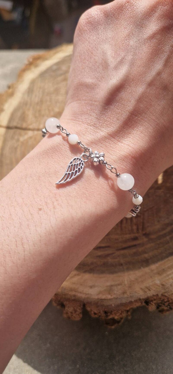 Bracelet Ange 🪽 en Nacre et Jade blanc