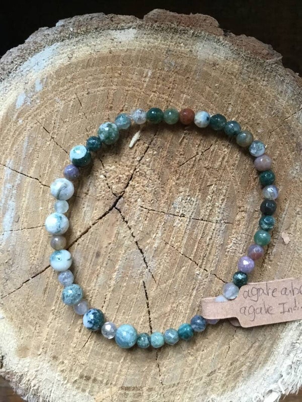 Bracelet agate arbre et agate indienne facettées