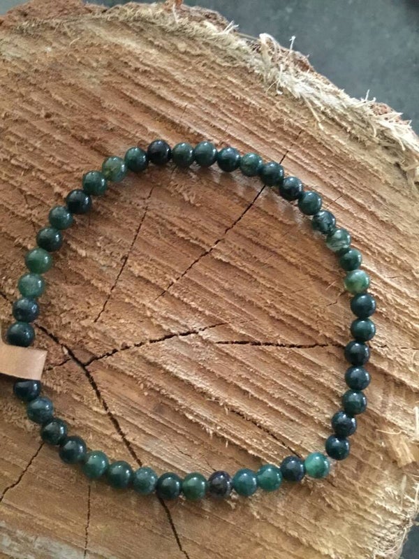 Bracelet boule en agate mousse