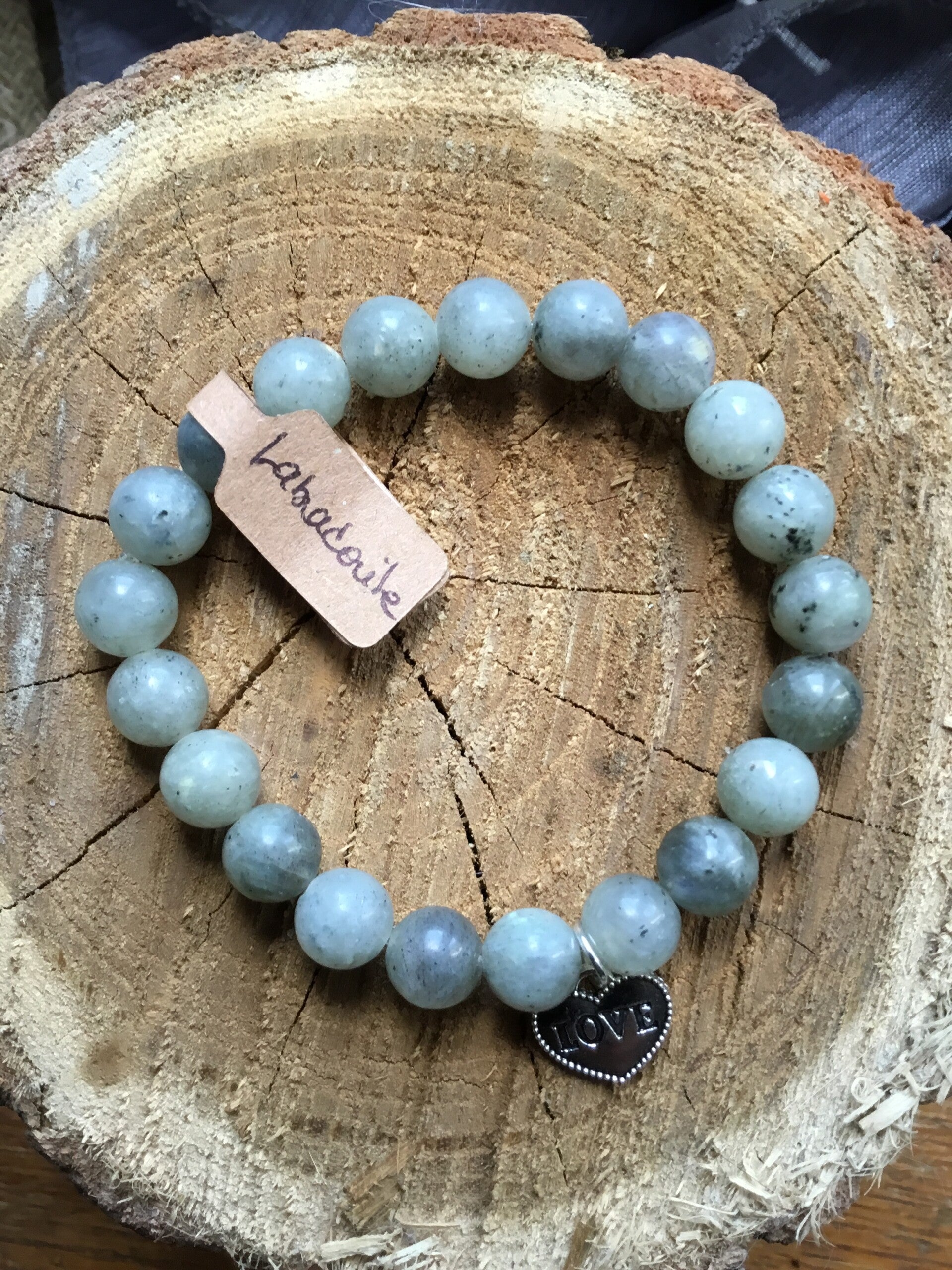 Bracelet boule en labradorite grise