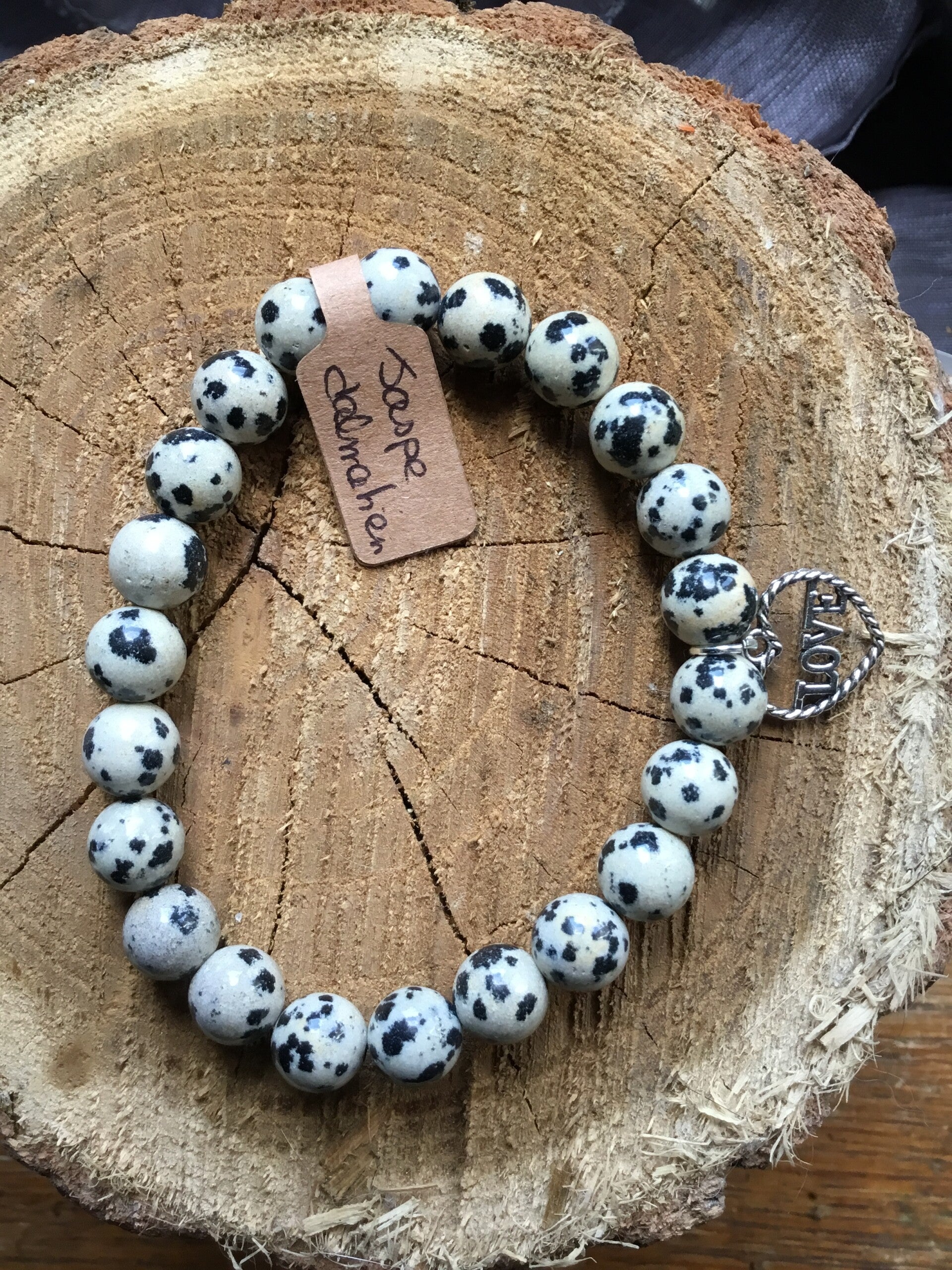 Bracelet boule jaspe dalmatien