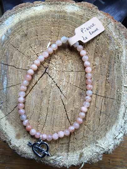 Bracelet boules pierre de lune orange