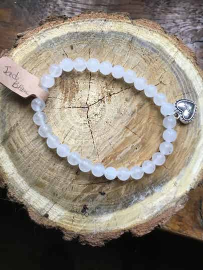 Bracelet boule jade blanc