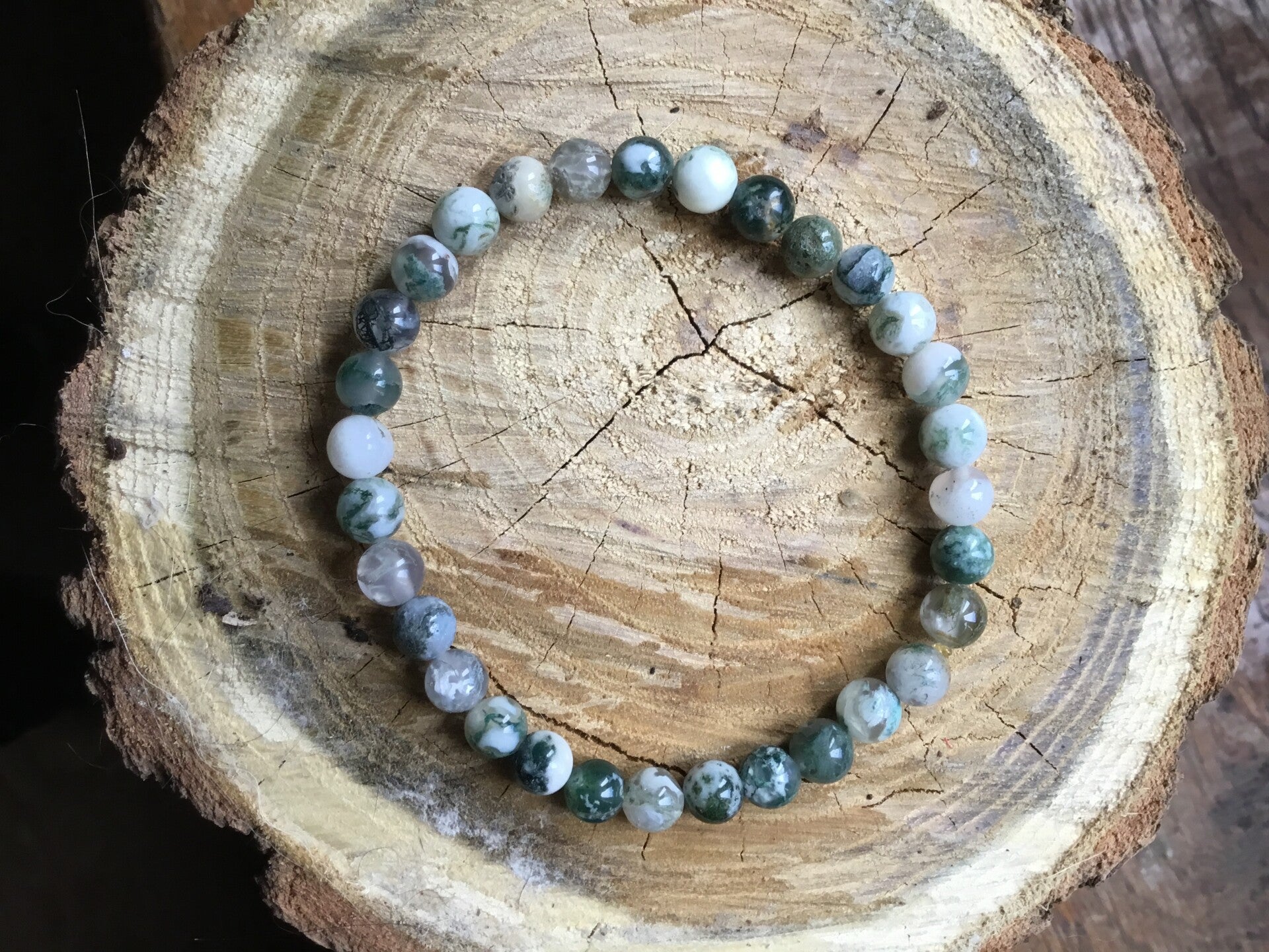Bracelet boule agate arbre femme