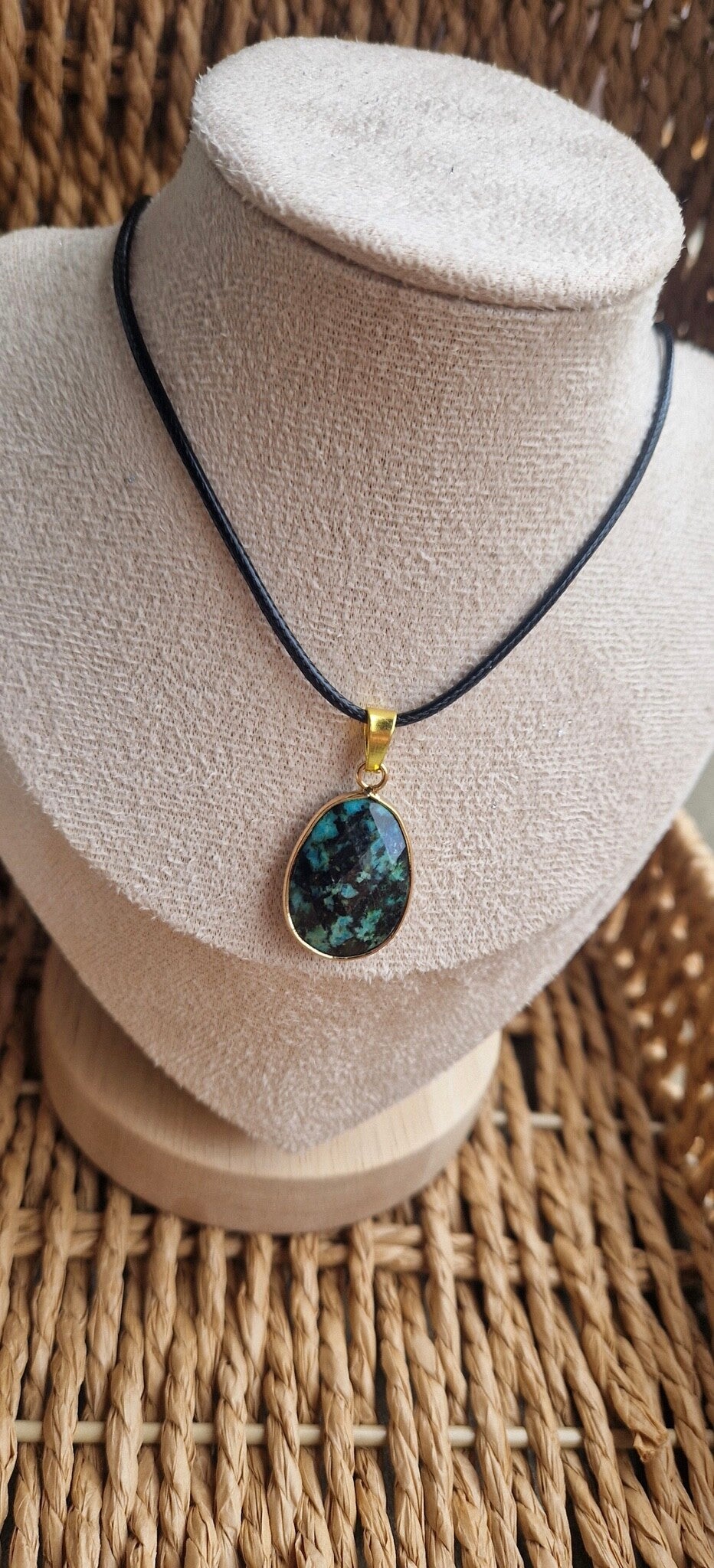 Collier serti ovale Turquoise