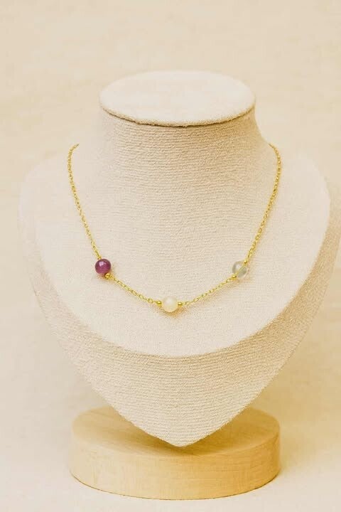 Collier pierre(s) de naissance chaîne dorée