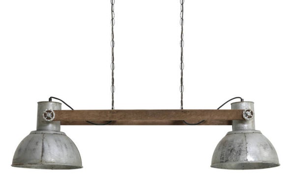 Hanglamp 2L 110x30x30 cm ELAY hout weather barn-vintage zilv