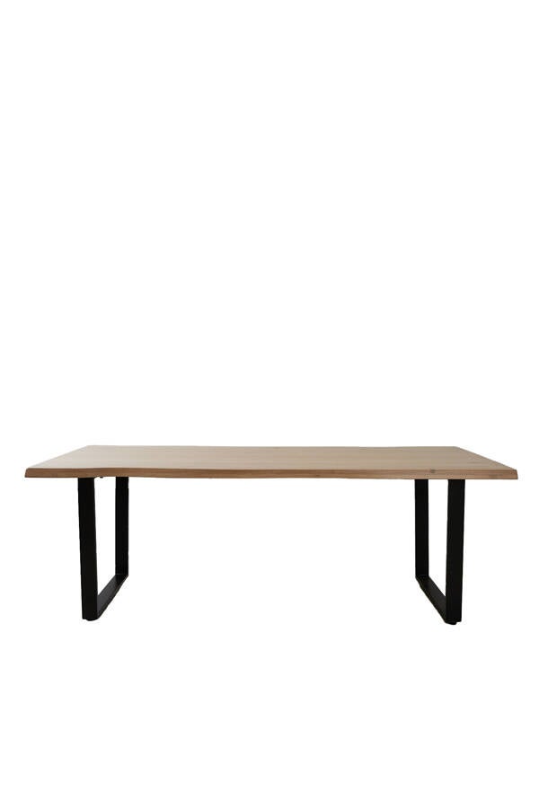 Eettafel 220x100x76 cm LEXIE eiken hout naturel-zwart