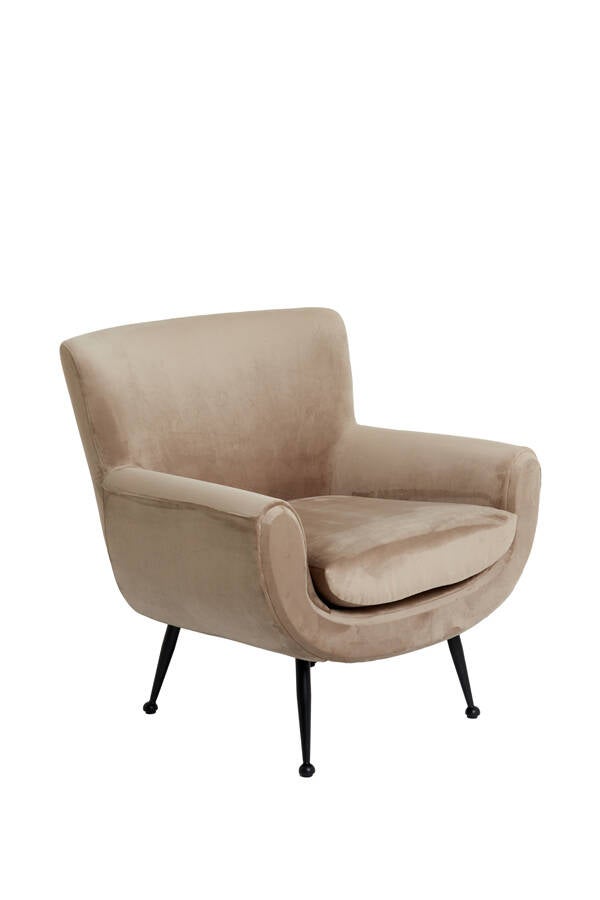 Stoel 79x76x79 cm VINSTRA velvet licht bruin+zwart