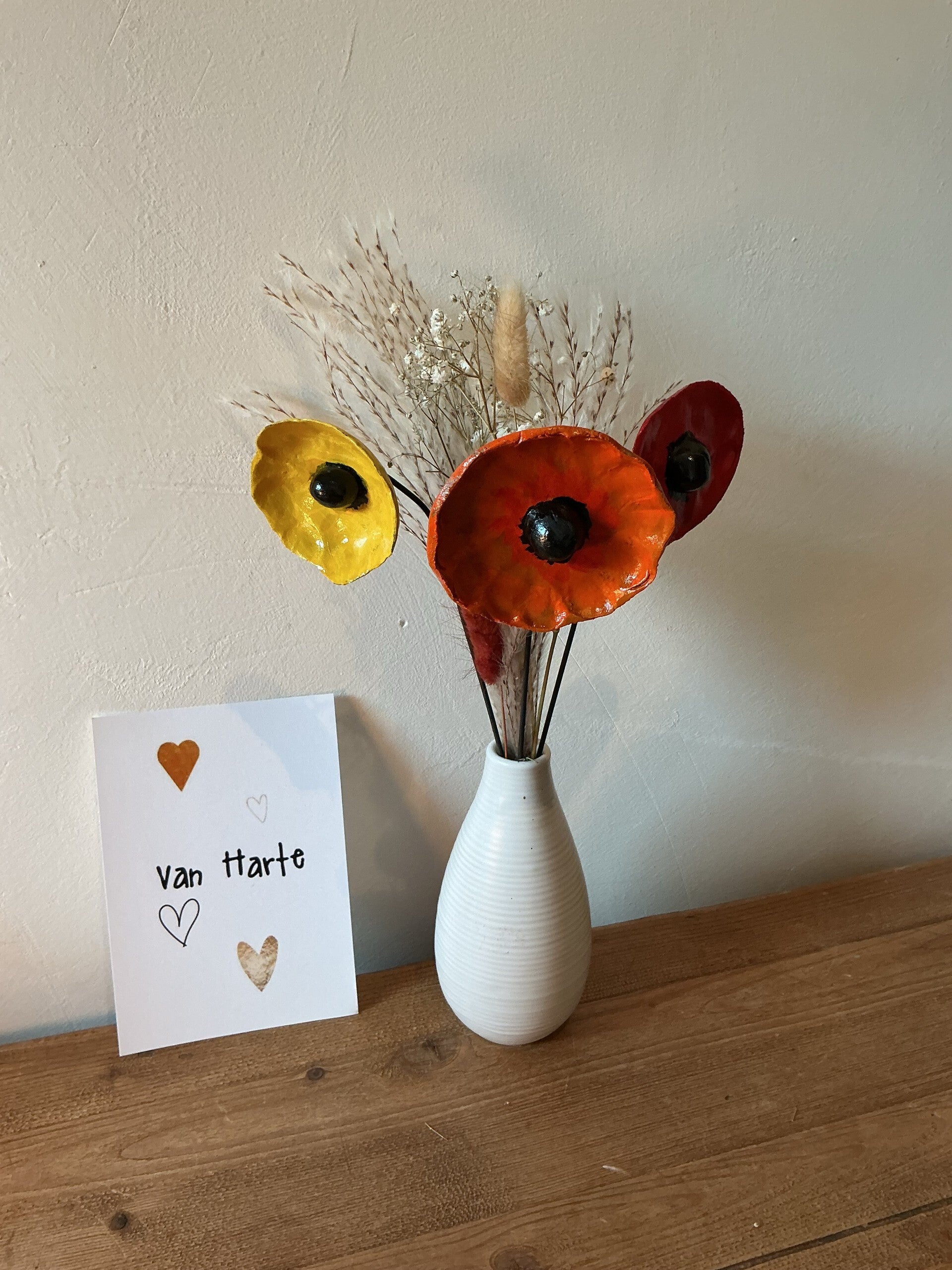 Brievenbus kado - Bosje bloemen geel/oranje