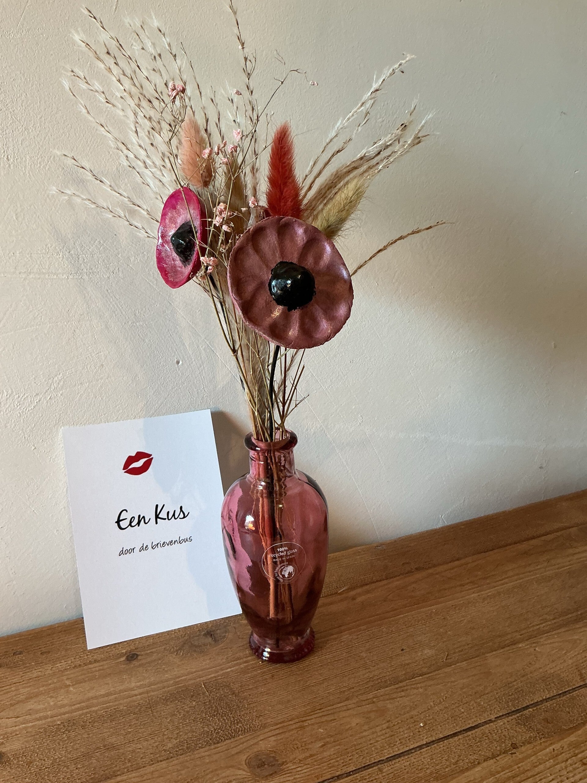 Brievenbus kado - Bosje bloemen roze/rood