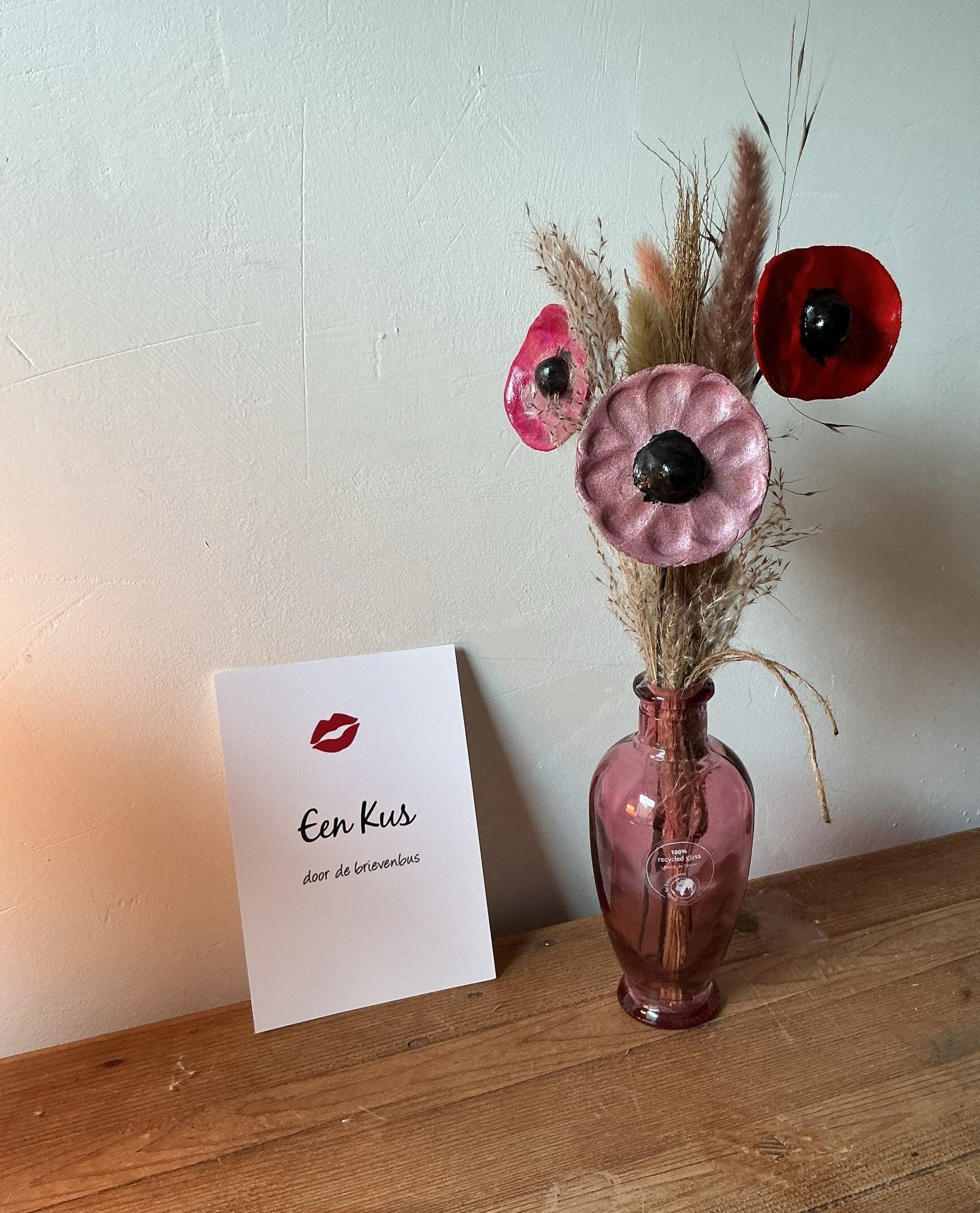 Bosje bloemen roze/rood (brievenbuskado)