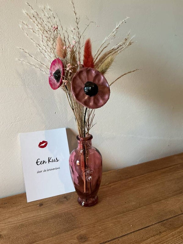 Bosje bloemen roze/rood (brievenbuskado)