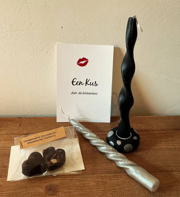 Zilveren setje met chocolade (brievenbuskado)