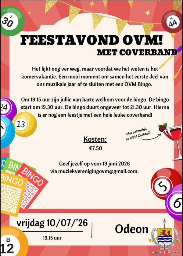 kaarten voor de OVM bingo op 10-07-2026