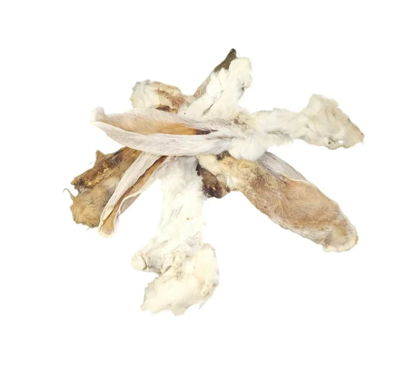 Kaninöron med päls 200g