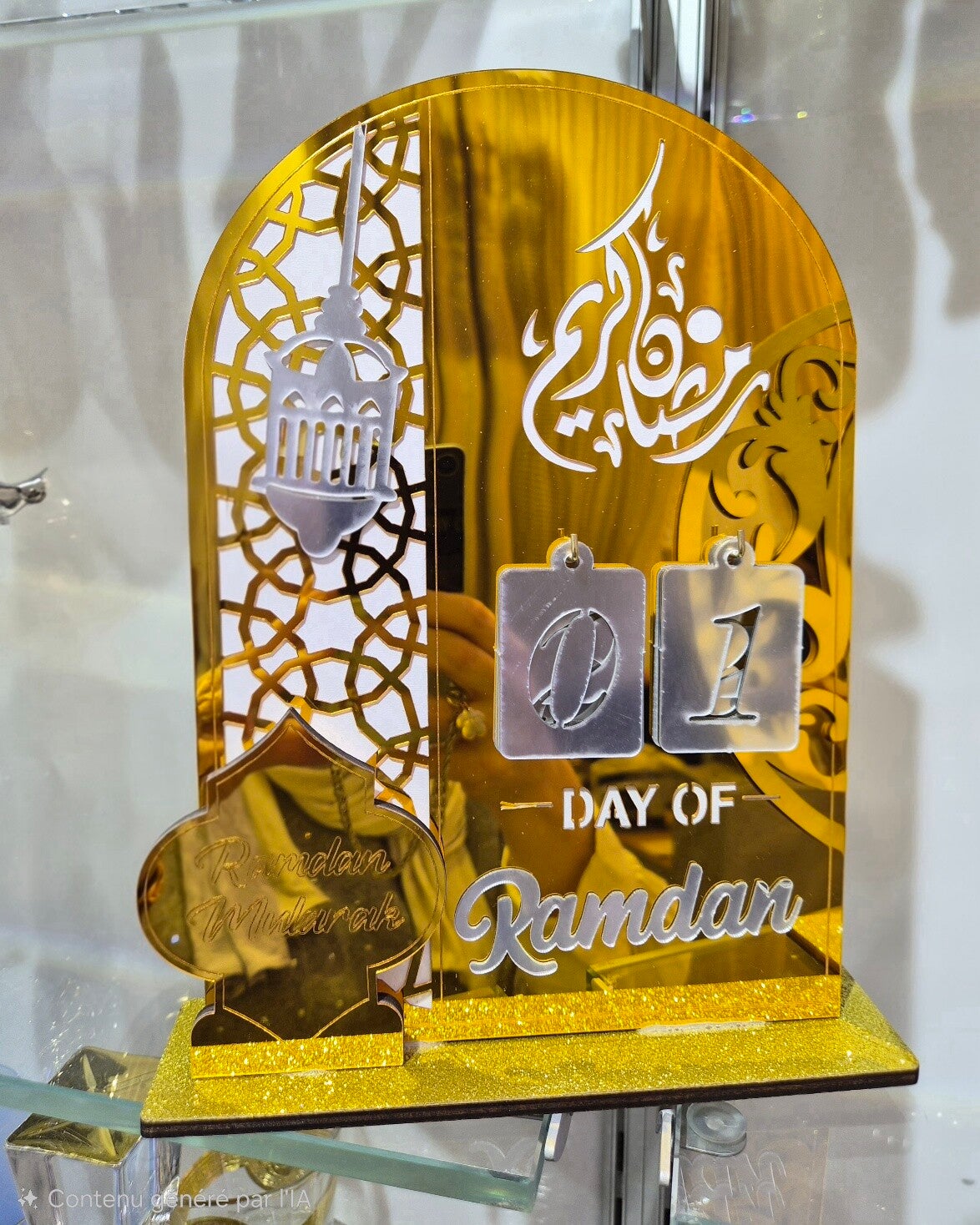 Calendrier Décoratif Ramadan en Acrylique Doré – Compte à Rebours