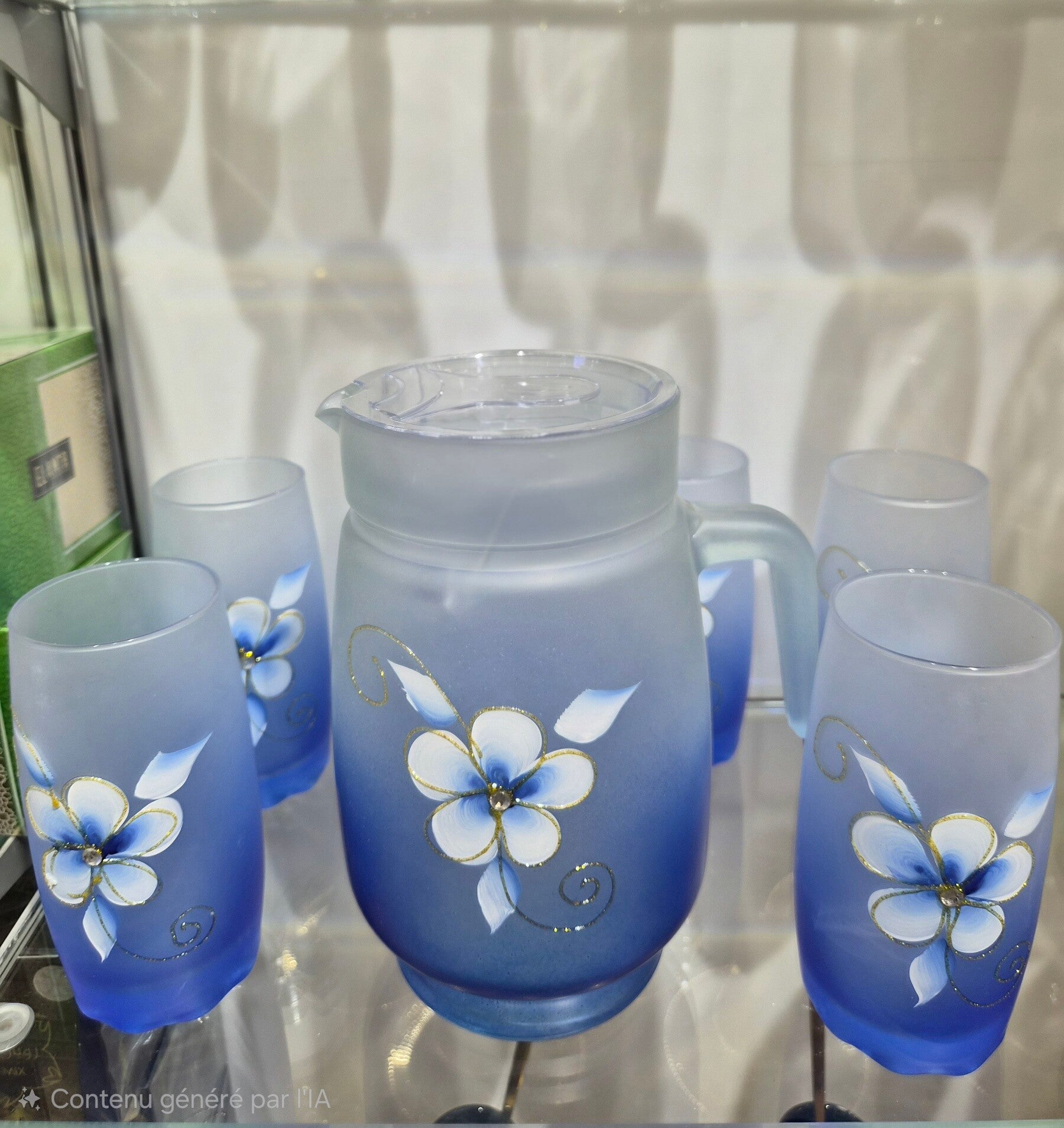 🥤💐 Ensemble de 6 Verres 250 ml et Carafe en Verre