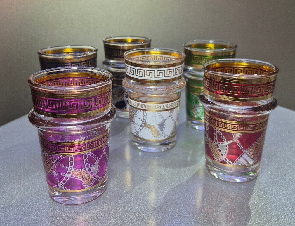 Lot de 12 Verres à Thé Marocains Multicolores – Style Oriental Élégantpiéces