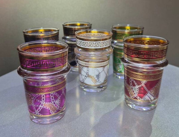 Lot de 12 Verres à Thé Marocains Multicolores – Style Oriental Élégantpiéces