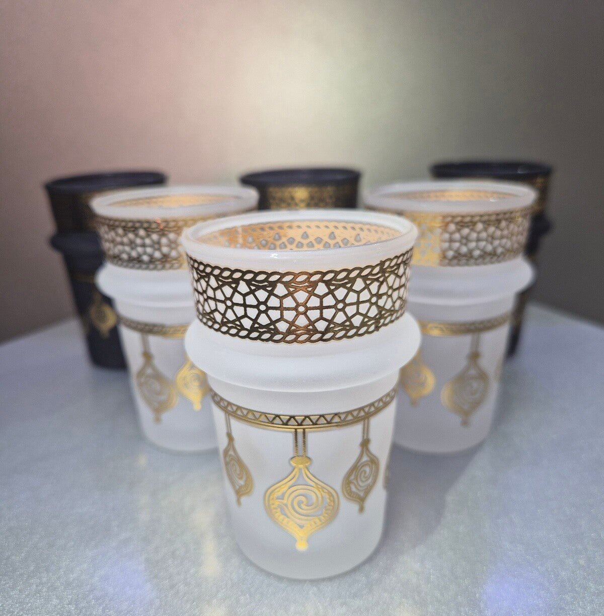 Verres de thé marocain oriental Noir Blanc 12 pièces