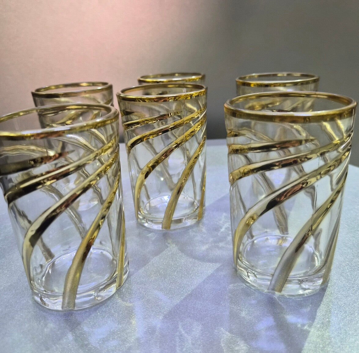 Lot de 12 Verres à Thé Marocains Dorés Transparants Flow– Élégance Orientale
