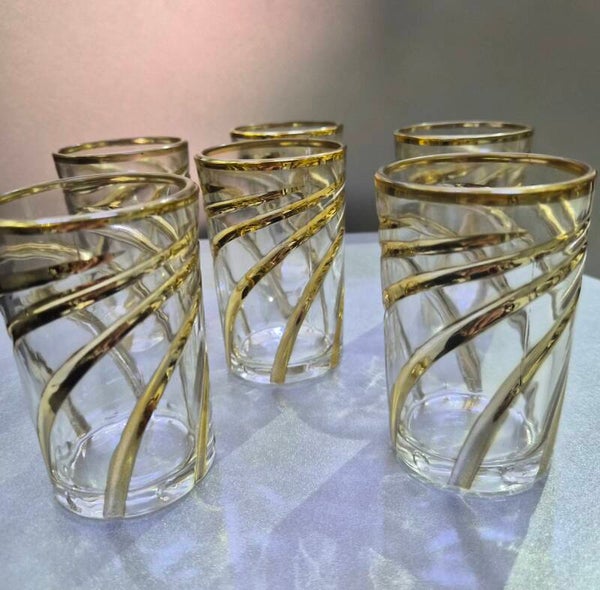 Lot de 12 Verres à Thé Marocains Dorés Transparants Flow– Élégance Orientale