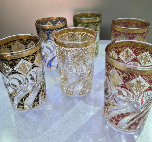 Lot de 12 Verres à Thé Marocains Multicolores Flow – Style Oriental Élégant