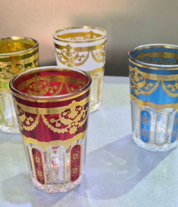 Lot de 12 Verres à Thé Marocains Multicolores Casa – Style Oriental Élégant