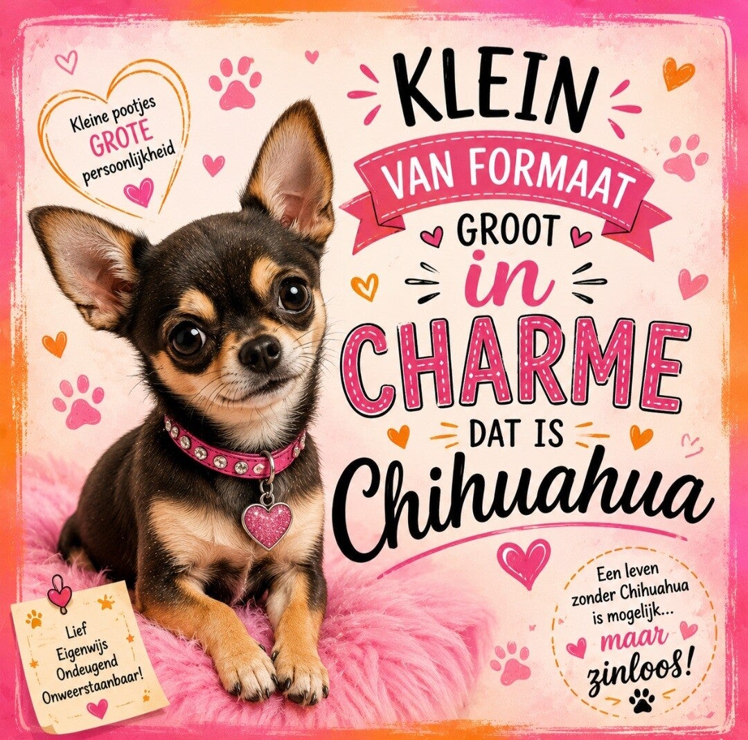 Tegeltje kortharige chihuahua.
