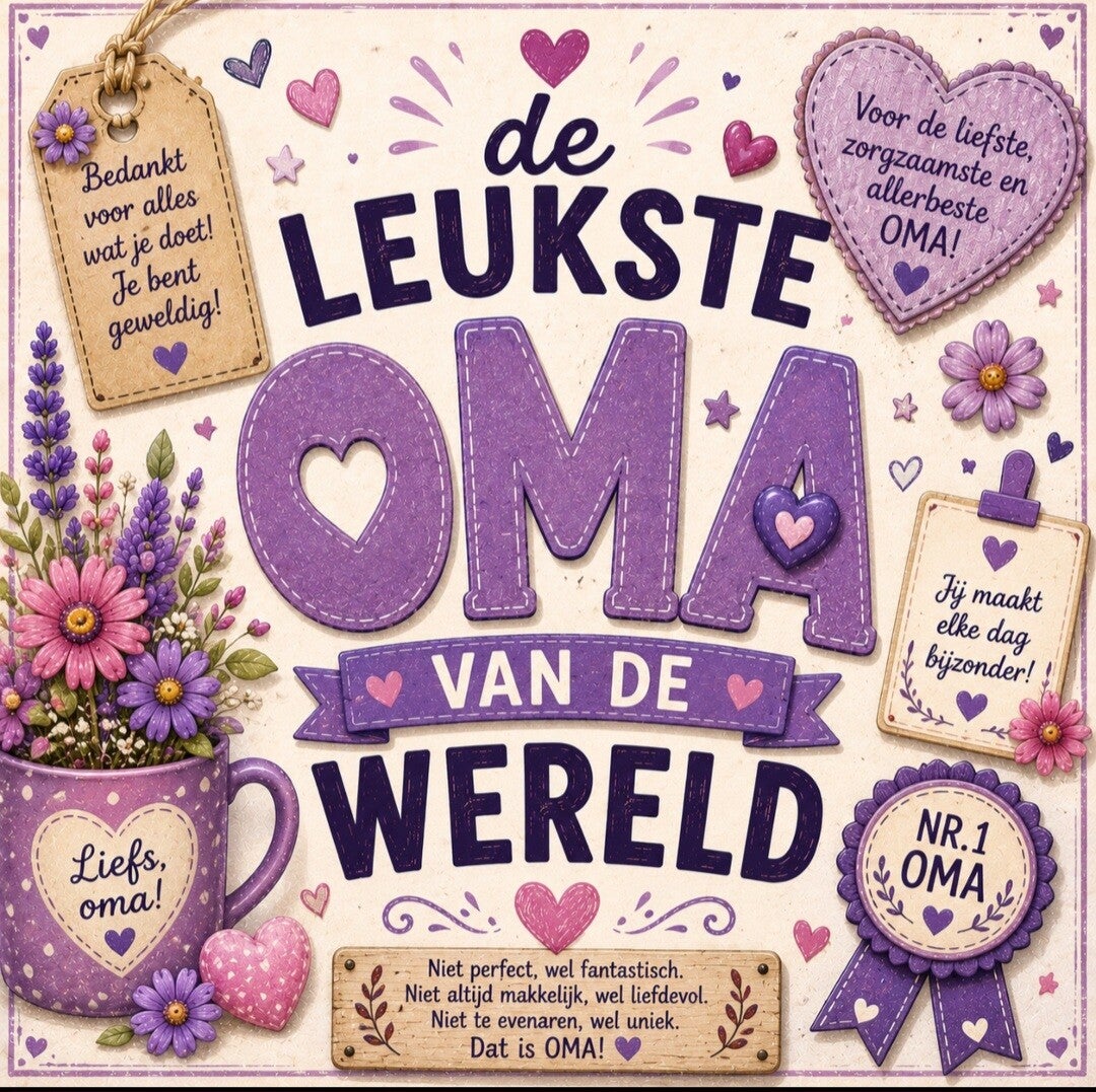Tegeltje oma paars