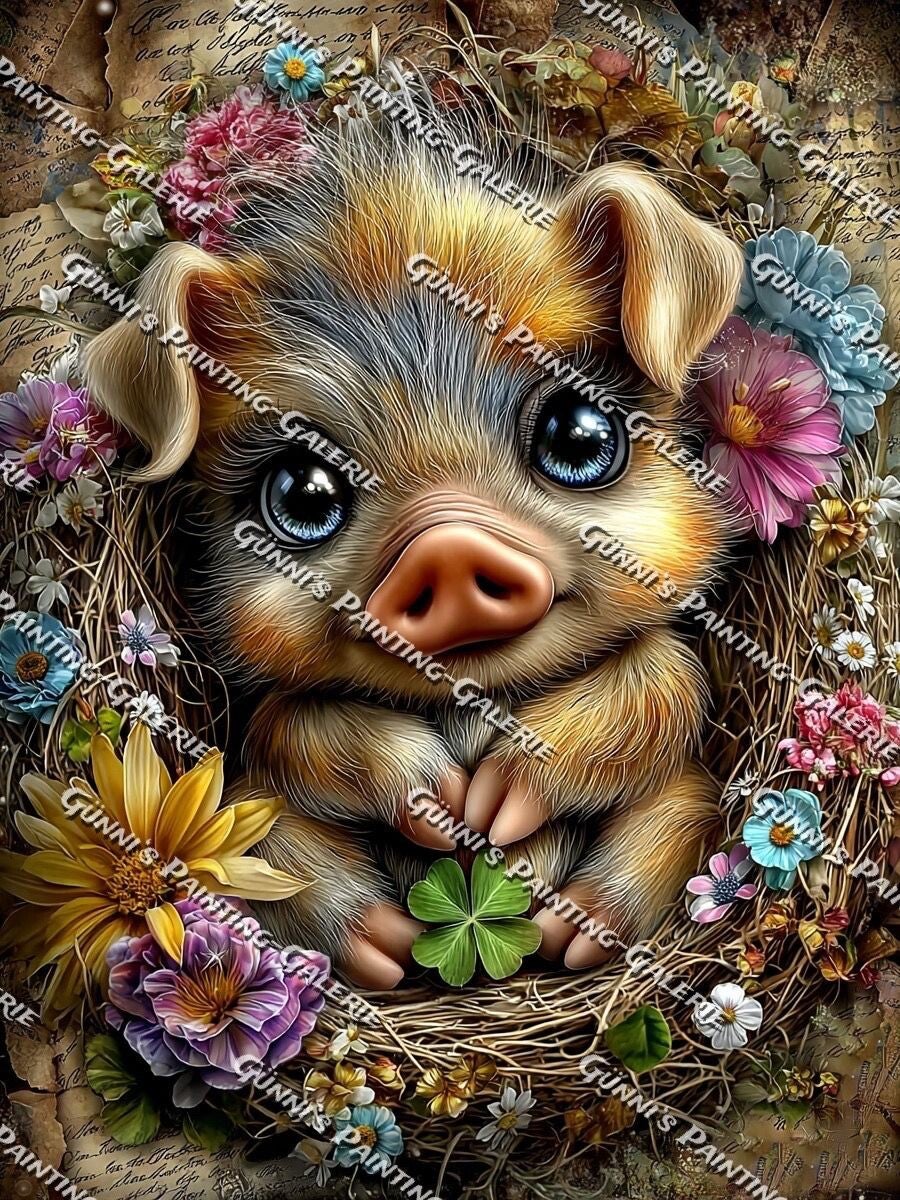 Vintage- Glücksschweinchen by Andy‘s_AI_Art