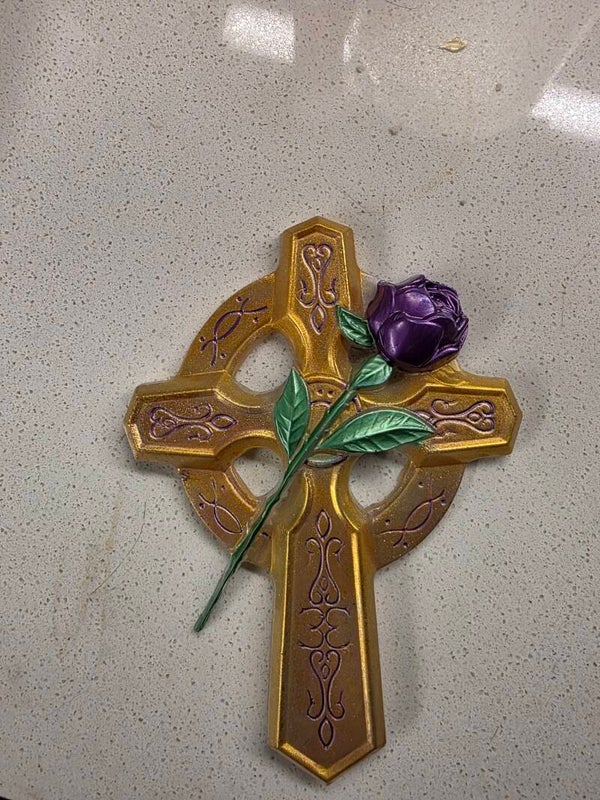 Celtic Cross with Rose (ready to ship)