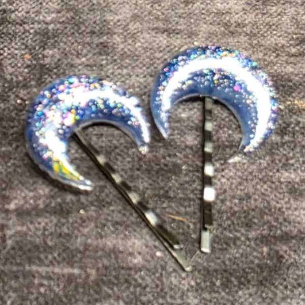 Moon Hair Pins - Blue